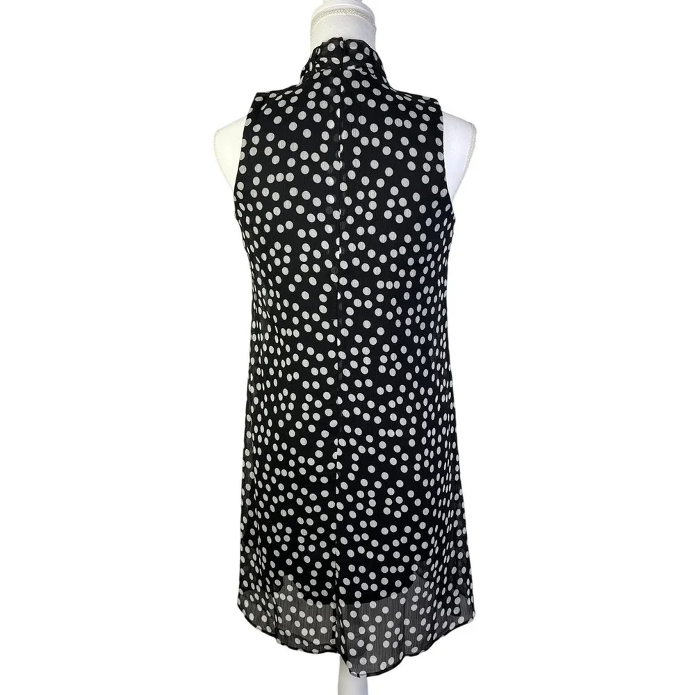 Calvin Klein Polka Dot Dress Bow‎ Neck Sleeveless Party Career Size 2 - Picture 5 of 5